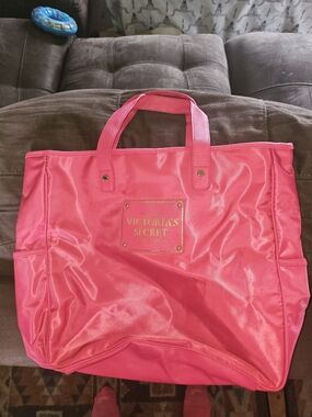 Victoria's Secret Hot Pink Satin Tote